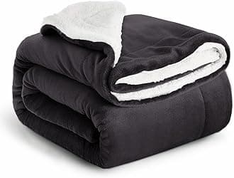 IR Imperial RoomsSherpa Blankets Queen Size - Thick and Warm Black Blankets for Winter, Reversible Soft and Fuzzy Fluffy Queen Size Blanket for Bed, 90x90 InchesOEKO-TEX STANDARD 100