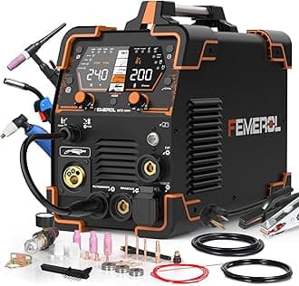 Plasma Cutter Welder Combo 200A Gas MIG/Gasless MIG/HF TIG/Stick/CUT/SPOT 6 in 1 Welding Machine Aluminum Welding 110/220V Dual Voltage Multi Process Welder