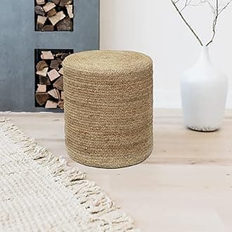 THE HOME TALK Ottoman Pouf | Hand-Braided |100% Jute | Large Funiture Pouf | Footrest, Bean Bag, Floor Chair | Great for The Living Room, Bedroom & Kid’s Room | 14’’ x 14’’ x 16’’ | Natural