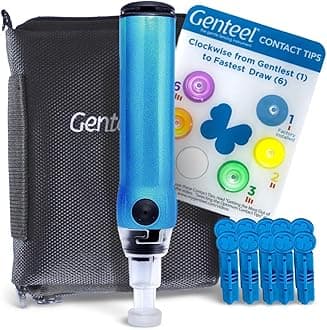 GenteelPlus Lancing Device – Blood Glucose and Ketone Testing with Vacuum Seal – Designed for Painless Checks (Butterfly Blue)
