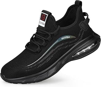 HommyFineSteel Toe Shoes for Men Lightweight Air Cushion Safety Sneakers Slip Resistant Breathable Safety Work Boots