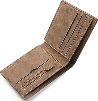 KEYRI 1 PCS Leather Wallets Mens Slim Wallet with Card Holder Banknote Compartments and Coin Pocket Brown Wallets for Work Business or Travel Minimalist Purses for Men UK (Brown)