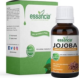 essancia - NATURALLY IN EVERY DROP Organic Jojoba Oil For Face, Hair, Lips, Nails, And Makeup Removal - Pure Cold Pressed Oil For Glow, Conditioning, And Acne-Prone/Oily Skin (30Ml)