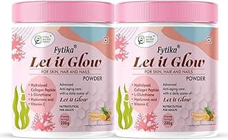 HEALTHCARE PRODUCTS Let It Glow Collagen Supplement Powder For Men & Women|L- Glutathione, Vitamin C, Sesbania Agati Extract|Promotes Healthy Skin, Hairs And Nails (Pineapple, Pack Of 2)
