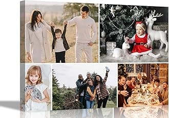 Artley Prints 5 Photos on Custom Canvas Wall Art Hanging Wall Decor Personalised Pictures Stretched and Framed Prints 60 x 40cm (24 x 16 inches) A2