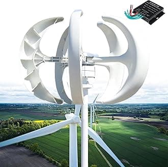 12000W No Noise Vertical Wind Turbine Generator, 12V 24V 48V 110V 220V Vertical Wind Power Turbine Generator Kit with Controller for Homeuse Residential,White220V