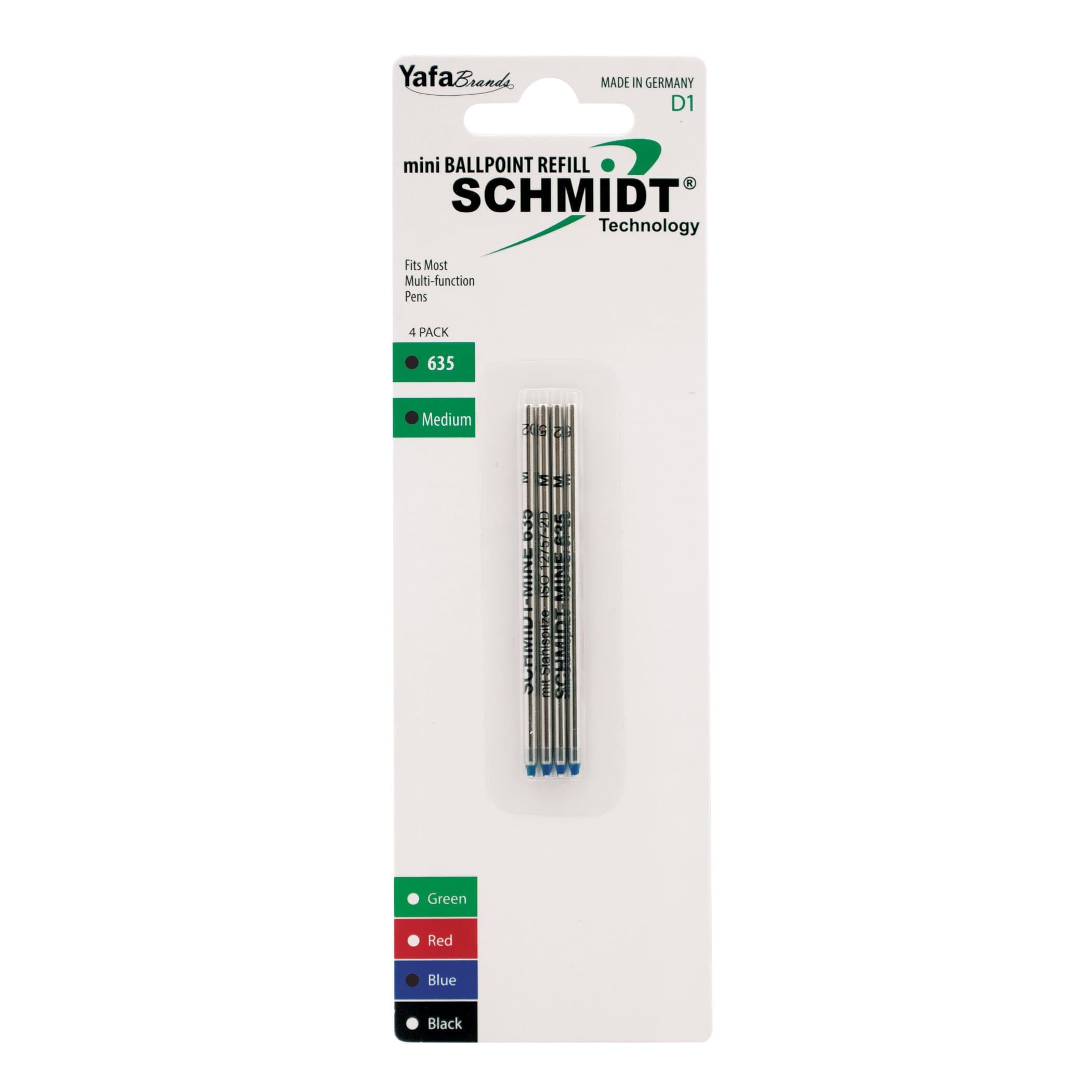 SCHMIDT 635 Mini D1 Ballpoint Refill Medium, 4 Pack, Blue (SC58150)