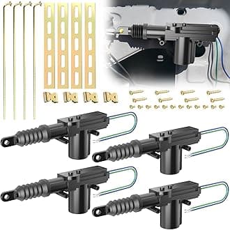 4 PCS 12v Door Lock Actuator Kit, Universal Power Mode Door Lock Actuator with Tool Set, 2 Wire Electric Blend Door Lockout Actuators, Adds Power Doors Locks to Most Vehicles