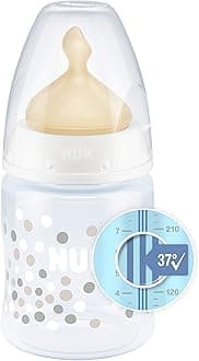 NUK First Choice+ Baby Bottles Set, 0-6 Months, Temperature Control, Latex Teat, Anti Colic Vent, BPA-Free, 150 ml, 1 Count