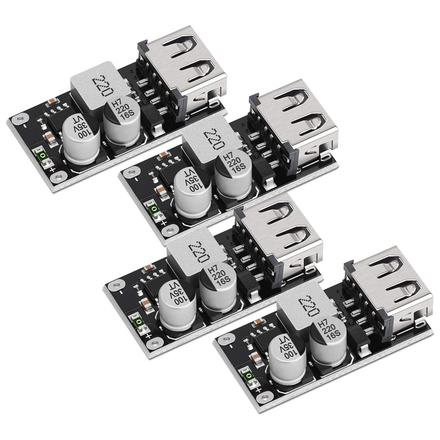 USB Buck Converter, 4pcs DC-DC Step Down Module 6-32V 12V 24V to 5V QC 3.0 Charging Module Power Supply Voltage Regulator Volt Transformer Board