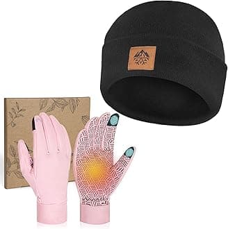 RIGWARL Winter Mens Hat and Gloves Set for 32-50℉, Soft Hat and Touchscreen Gloves for Men Women, Beanie and Glove for Unisex