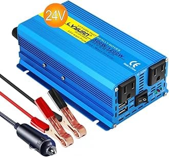 LVYUAN 500 watts 1000 (Peak) Pure Sine Wave Car Power Inverter 24V DC to 110V/120V AC Converter with 2 sockets and USB Port for Car Truck Family Solar System,RV, Truck,Road Trip