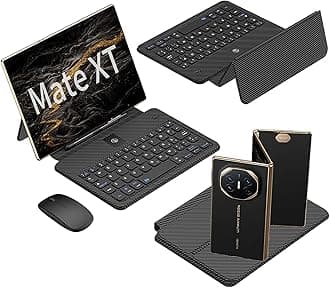 Gruattreay Compatible with Huawei Mate XT, Mobile Office Keyboard Kit, Full Leather Case Keyboard + Touch Pen + Wireless Bluetooth Mouse, Kit Case for Huawei Mate XT Ultimate (Carbon Fiber)