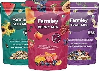 Farmley Mix Dry Fruit Snack Combo 480g (Pack of 3) I Trail Mix 160 g | Berry Mix 160g | Seed Mix 160g | Rich in Antioxidants, Diet Mixes
