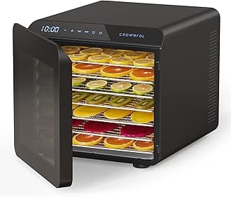 - CROWNFUL Food Dehydrator Machine, 7 Stainless Steel Trays, Large Drying Space Dehydrated Dryer, Adjustable Timer and Temperature Control, Dryer for Jerky, Fruit, Meat, Herbs, 30+ Free Online Recipes