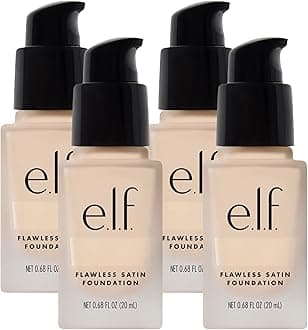 e.l.f. Flawless Finish Foundation, Lightweight & Medium Coverage, Semi-Matte Finish, Pearl, 0.68 Fl Oz (20mL) (Pack of 4)