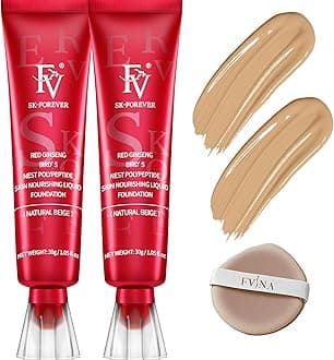 2 Pack Waterproof Foundation, Lightweight & Medium Coverage Foundation with Matte Finish, Oil Control Long Lasting Liquid Foundation Makeup for Oily Normal Skin (Natural Beige, 1.05 fl.oz)
