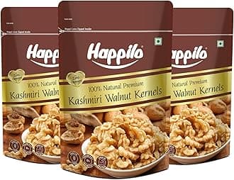 Happilo Premium Kashmiri Walnut Kernels 200g (Pack of 3) | Walnuts without Shell | Akhrot Giri | Dry Fruits, Healthy Snacks | Natural Kashmiri Walnut Kernels, Rich in Protein, Iron & Source of Omega-3