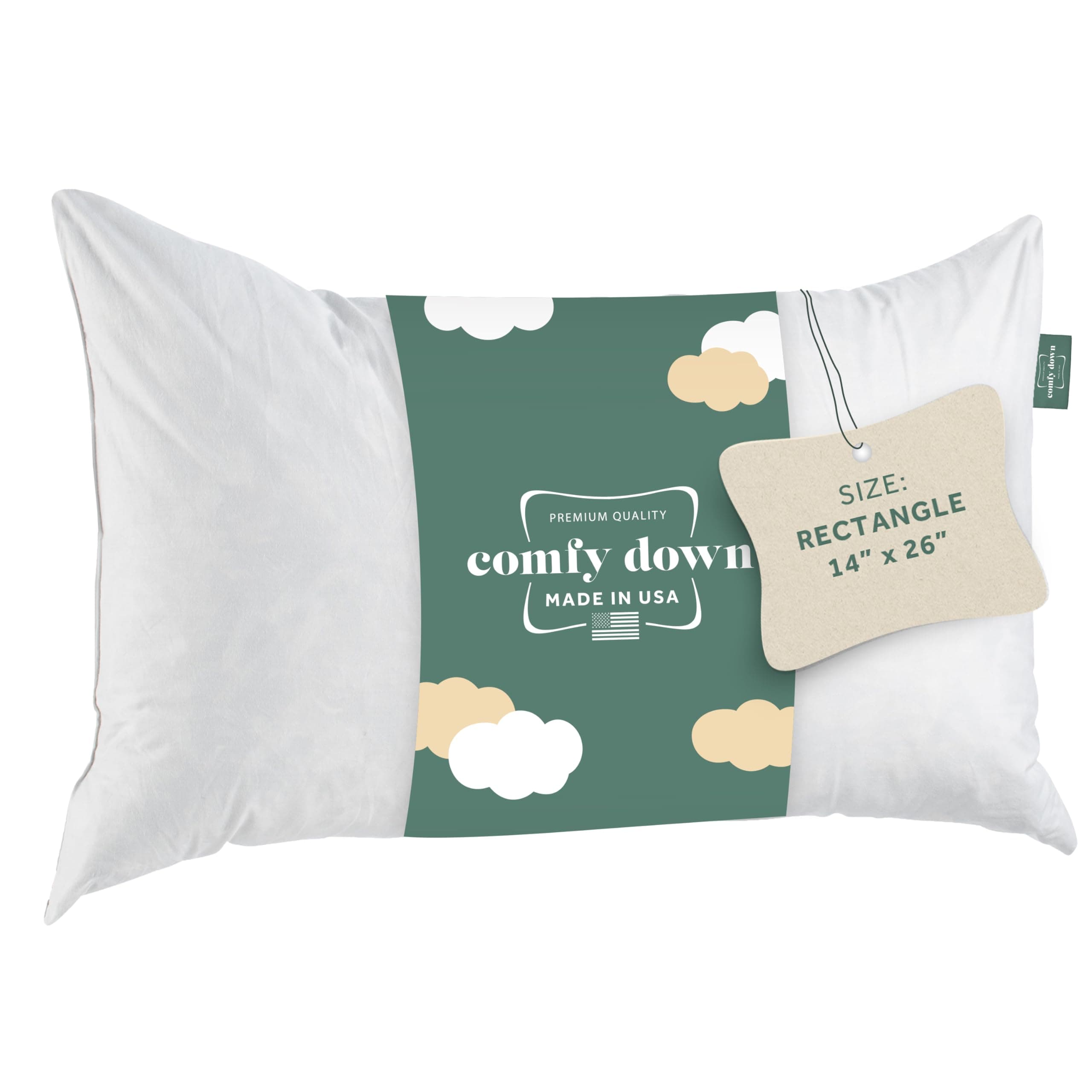 ComfyDown Decorative Throw Pillow Insert, Down and Feather Fill, 100% Cotton Cover, 233 Thread Count - Made in USA (14 X 26)