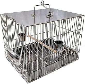 Bird Cage Square Stainless Steel Bird Cage Parrot Cage with Bath Bird Out of The Carrying Case One-Piece Welding Pet Breeding Cages Pet Supplies