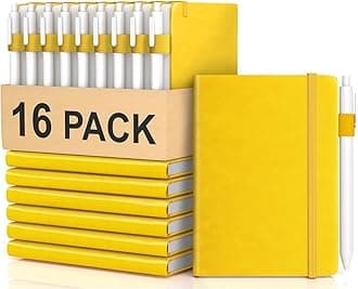 Pocket Small Notebook Journals, 16 Pack ( Lemon Yellow) Mini Notebook 3.7x5.7 Journaling Notebooks for Women Men, Hardcover Lined Note Pads with Pens for Work, Business, Travel Journal, Office Supplies