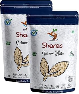 Shara's Dry Fruits Cashew Nuts (Kaju) Jumbo Size (W240), 500g (Pack of 2X250g each)