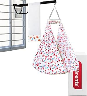 VParents Preemie Baby Swing Cradle with Mosquito Net Spring and Metal Window Cradle Hanger (Pink)