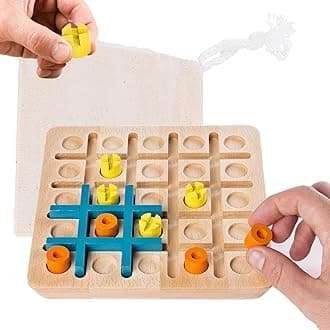 Tic-Tac-Two Board Game, Strategy-Based Board Game, Wooden Logical Mind Toys, Tic-Tac Toe Game, Educational Puzzle Toy, Funny Board Game Fidget Girls
