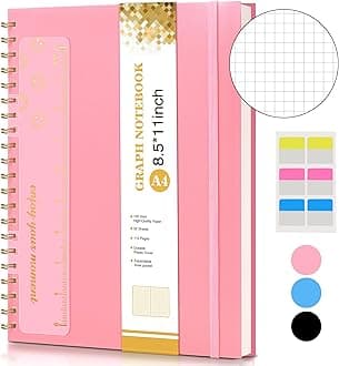 UEBZFOCS Graph Spiral Notebook College Ruled A4 Spiral Bound Journal 8.5” x 11”, Pink