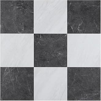 Vinyl Flooring Sample - 6”×6”inches, 1.5mm Thick Peel and Stick Floor Tiles with Stone Texture Durable for Bathroom,Bedroom,Kitchen,Living Room(15×15cm,White and Dark Grey Marble)Global Recycled StandardGlobal Recycled StandardGlobal Recycled Standard