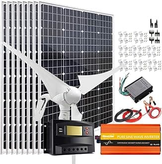 Solar Panel Kit,1200W Solar Wind House Kit : 8X 100W Solar Panel + 400W Wind Turbine Generator + Charge Controller + Brackets + Cables +