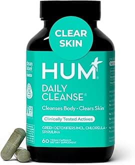 Daily Cleanse Acne Supplements - Support for Clear Skin & Improved Digestion with Organic Algae, Detoxifying Herbs, Vitamins & Minerals - Skin Supplement for Women and Men (60 Vegan Capsules)