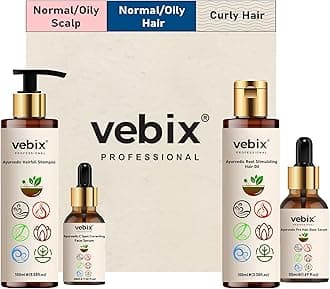 VebixProfessional Customised Regimen -4 Ayurvedic Product Kit - HairFallControl- AntiHairFall Neem Oil +Lotus AntiHairfall Shampoo + Hair Growth Serum & Face Glow Serum (280ml) (Normal Hair)