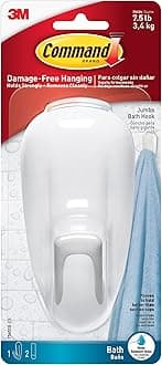 Bathroom Hook with Water-Resistant Strips, 1-Hook, 2-Strips, Organize Damage-Free