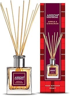 Areon Home Luxury Perfume Reed Diffuser + 10 Rattan Reeds, Apple & Cinnamon 50 ml