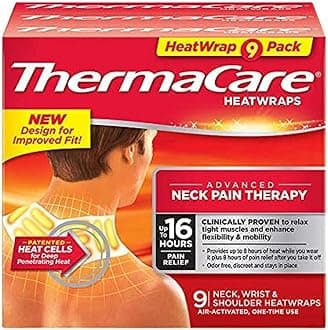 ThermaCare Heat Wraps for Neck & Shoulder Pain Relief, Portable Adhesive Heating Pads with 16-Hour Therapeutic Heat, Drug-Free Muscle & Joint Soothing Patches, Large, (Pack of 9)