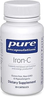Pure Encapsulations Iron-C - 15 mg - 175 mg Vitamin C - Red Blood Cell Support* - Energy Production - Highly Bioavailable Iron Pill - Gluten Free & Vegan - 30 Capsules