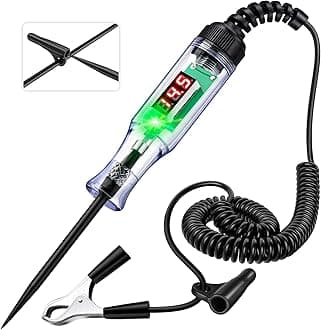 Heavy Duty Automotive Test Light Circuit Tester, 3-48V Digital Voltage Tester with Voltmeter & Dual Polarity Indicator, Electrical Test Pen with Stainless Probe for Car, Truck, RV, Boat Fuse Testing