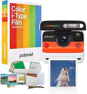 Polaroid Flip Instant Camera with Sonar Autofocus, Retro Design (White) Bundle with Color Film and Film Kit (3 Items)