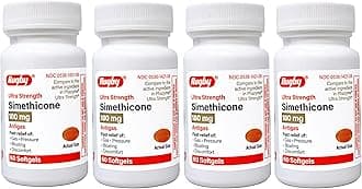 Rugby Ultra Strength Simethicone Gas Relief 180 mg - Maximum Gas Relief for Adults - May Help with Symptoms of Flatulence, Bloating, Gas Fullness - 60 Softgels (4 Pack)