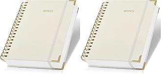 Aesthetic Thick Spiral Notebook Journal in B5 Format, Modern Linen Hardcover College Ruled Note Book With 300 Lined Pages - Perfect For Writing And Staying Organized at Work or School (Pack of 2)