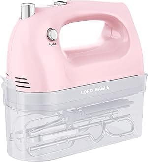 Lord Eagle Hand Mixer Electric 400W, 5 Speed handheld Mixer, 5 Stainless Steel Accessories for Baking Cake Egg Cream Food Beater, Turbo Boost/Self-Control Speed + Eject Button