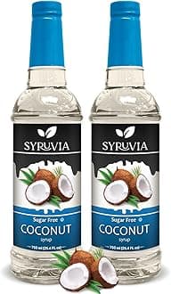 Syruvia Sugar-Free Coconut Coffee Syrup – 25.4 fl oz - Syrup for Coffee, Latte, Shakes, Smoothies, Desserts – 100% Vegan, Gluten Free, Kosher – No-Calorie Coffee Syrup, (Pack of 2)