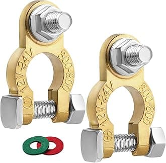 Battery Terminal Connectors 1 Pair, Battery Terminals M8 x 21mm Bolt, Battery Cable Ends Pure Copper with Anti-Corrosion Pad for Car RV Accessories Automotive Car Marine Battery by XIOGZAXI