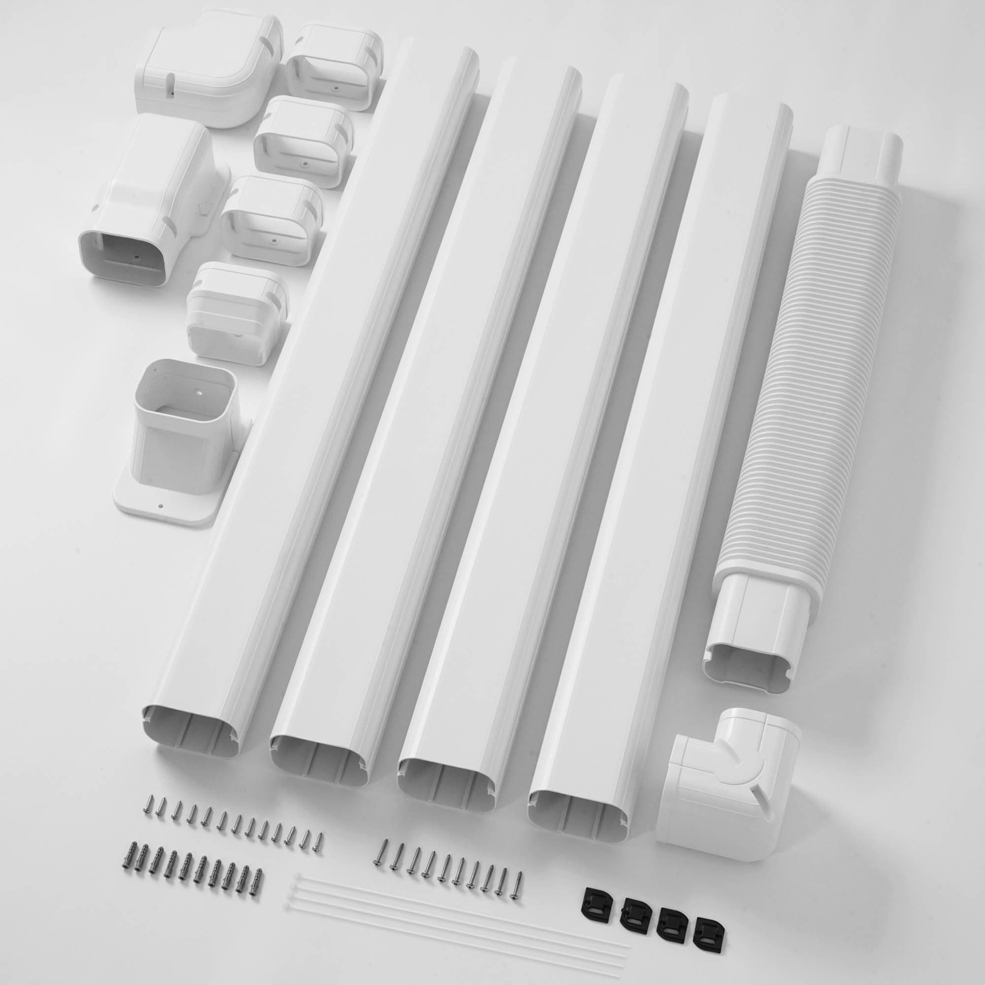 3" 15.5 Ft Mini Split Line Set Cover with Flexible Duct, Decorative PVC Lineset Cover Kit, Paintable for Mini Split Air Conditioner, HAVC & Heat Pumps Systems Tubing Cover, White