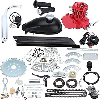 Sange 2 Stroke Cycle Petrol Bike Gas Motor Conversion Kit Air Cooling Motorized Engine Kit (80cc,Red)