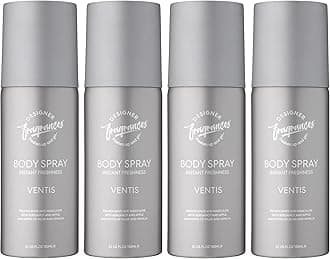 Designer Fragrances 4 Pack Ventus Men's Body Spray Deodorant Cans - For Instant Freshness on The Go - Long Lasting Smell - Great Male Gift Sets - 150ml