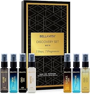 BELLAVITA Discovery | Long Lasting EDP 7x8ml Perfume Gift Set for Man | Woody, Oud and Fresh Premium Fragrance for Men | Ideal for Every Moment