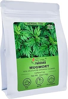 FullChea - 100% Pure Natural Dried Mugwort Herb Loose Leaf - 4oz/114g - Superior Dried Mugwort Tea - Sulfur-free - Non-GMO - Caffeine-free - Help Lucid Dream