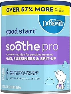 Good Start | Dr. Brown's Soothe Pro, Baby Formula Powder, for Sensitive Tummies, Gas, Fussiness and Spit-Up, Infant Formula with Probiotics, DHA, Non-GMO, 30.6 Ounce